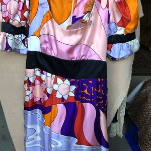 Voom, multicolored belted knee length dress